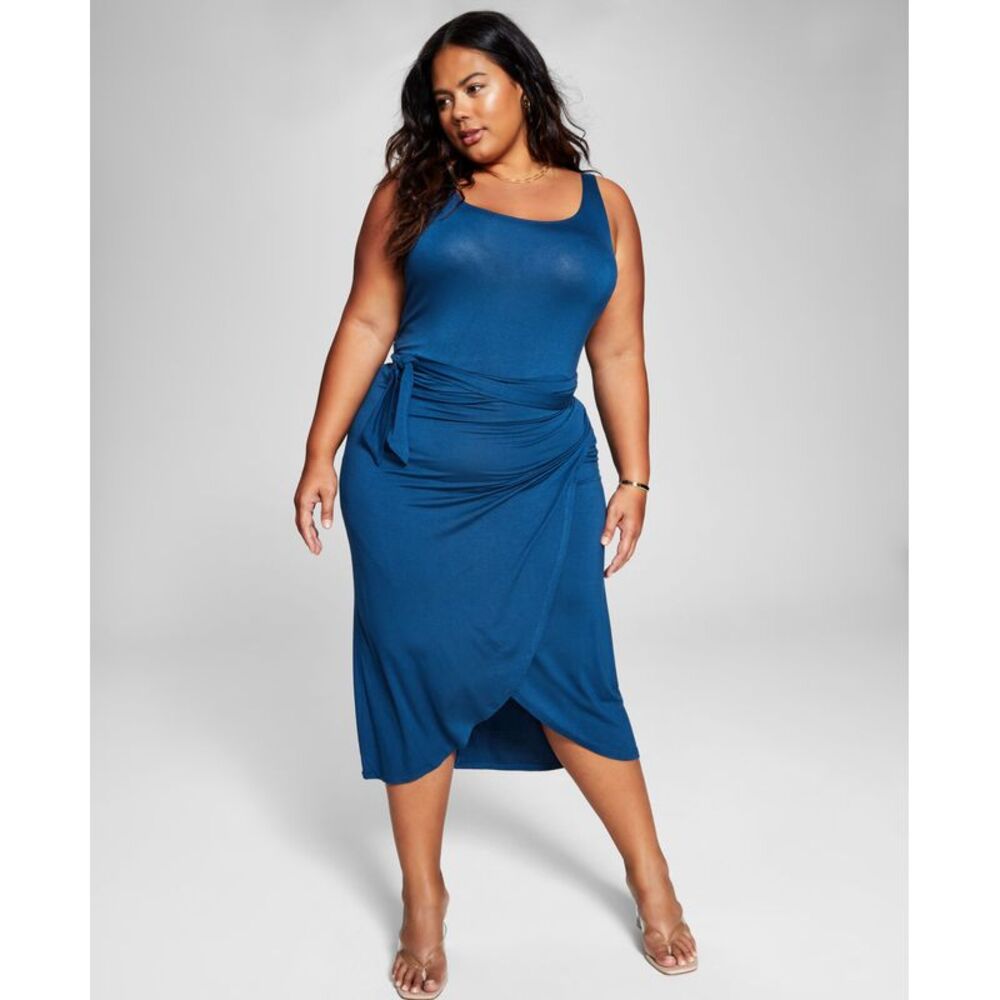 And Now This Now This Trendy Plus Size Side Tie Midi Dress